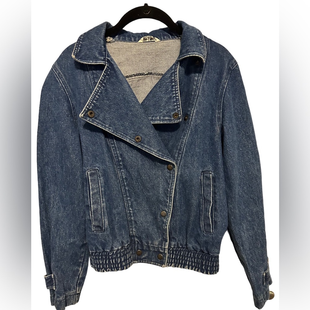 Vintage dark denim moto style jacket size medium